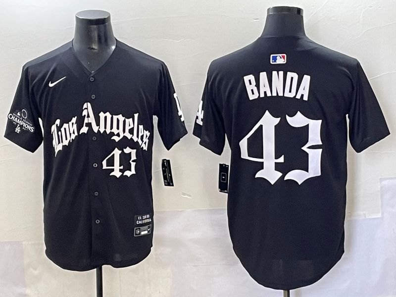 Men 2025 Los Angeles Dodgers #43 Banda Black Five generations Joint Name Nike MLB Jersey style 6